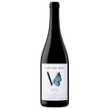 Single bottle of Vigil Family Wines Pinot Noir with blue butterfly