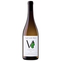 Single bottle of Vigil Family Wines Chardonnay with green butterfly
